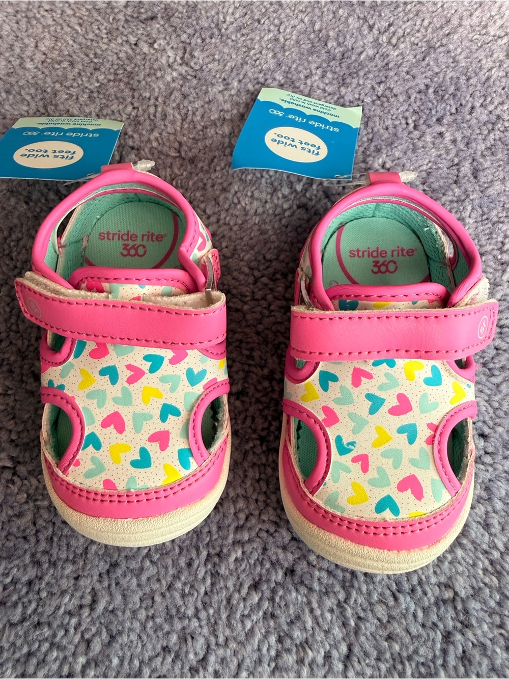 Stride Rite Pink and Multicolor Heart Toddler Sneakers